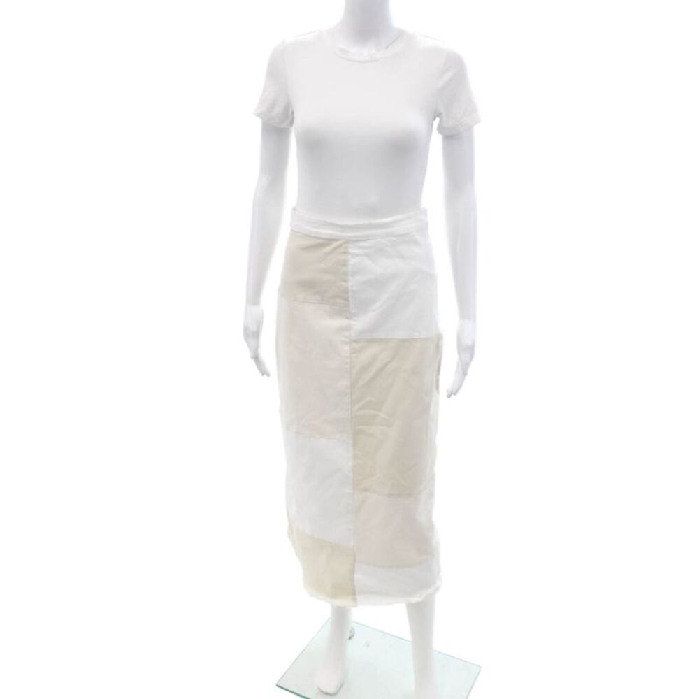 Luum Womens Maxi Skirt Beige Cotton Spandex Long Size M